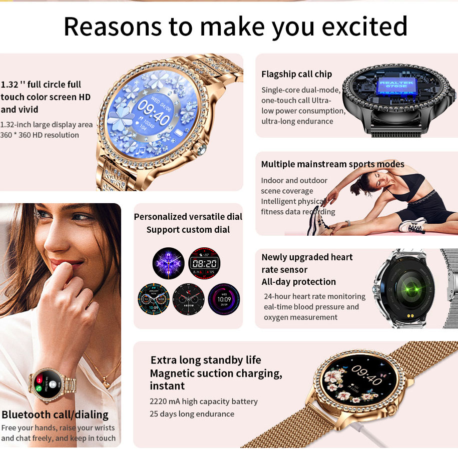 696 New Blue Tooth Call Women  - Watches Ladies Smartwatch ulasan dan harga