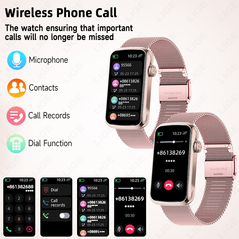 LIGE 1.47'' Smart Watch Women  - Watches Ladies Smartwatch ulasan dan harga